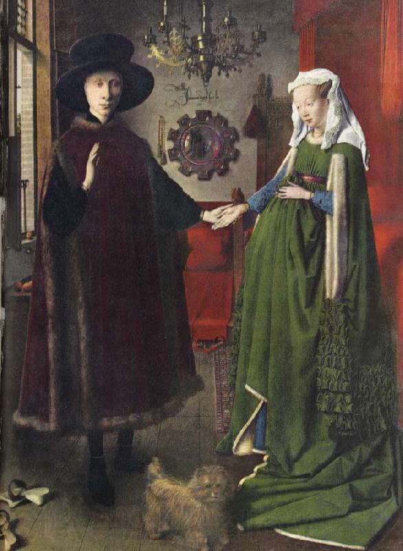 Jan Van Eyck The Italian kopmannen Arnolfini and his youngest wife some nygifta in home in Brugge France oil painting art
